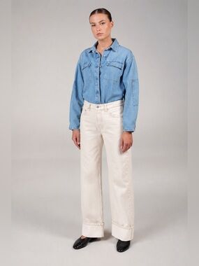 Ética Stanton High-Rise Relaxed Cuff Jeans in Off-White